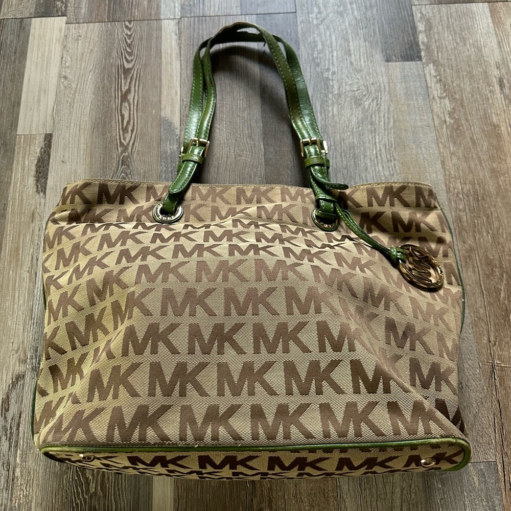 Michael Kors brown/green USED tote handbag